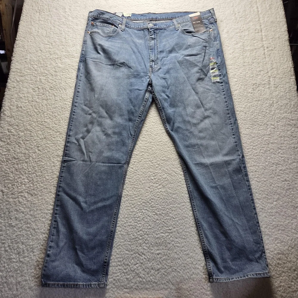 Levis 502 Jeans Mens 46x31 Blue Light Wash Regular Fit Tapered Stretch Denim